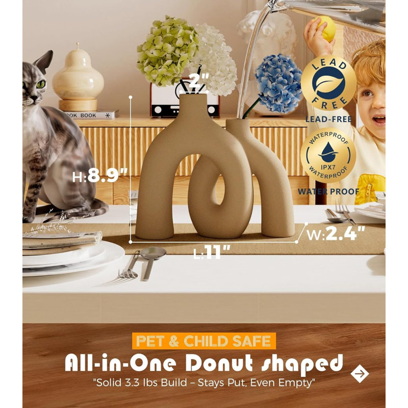 Ensemble de vases Hug Donut, Brun