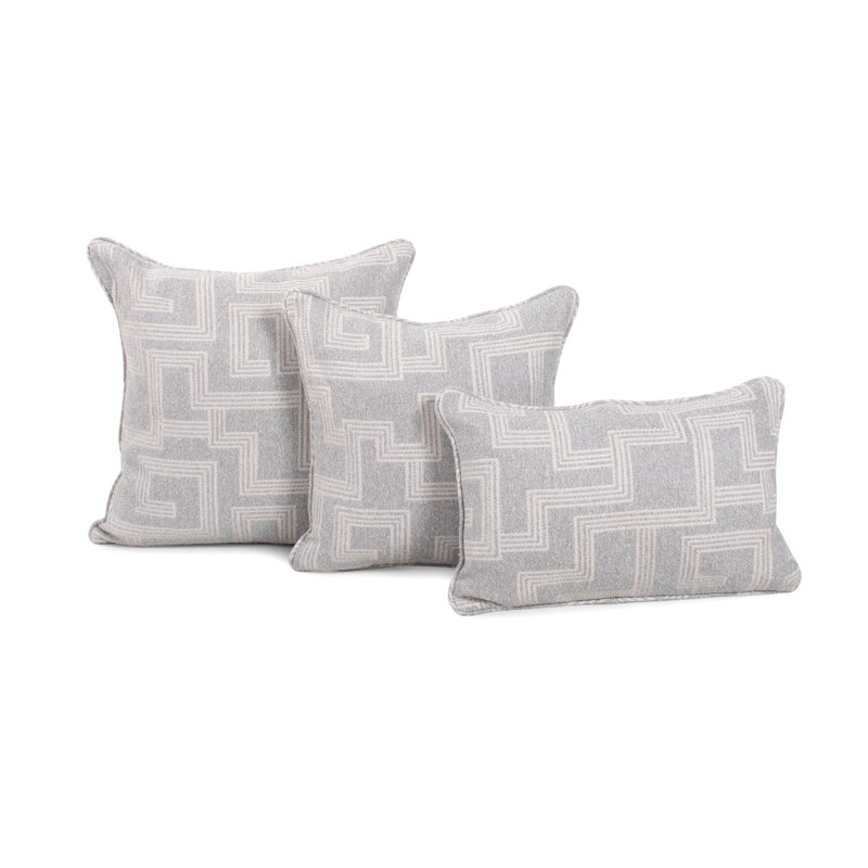Indoor/Outdoor Pillow Syros Fog, 24"H x 24"W, Gray Striped, Square