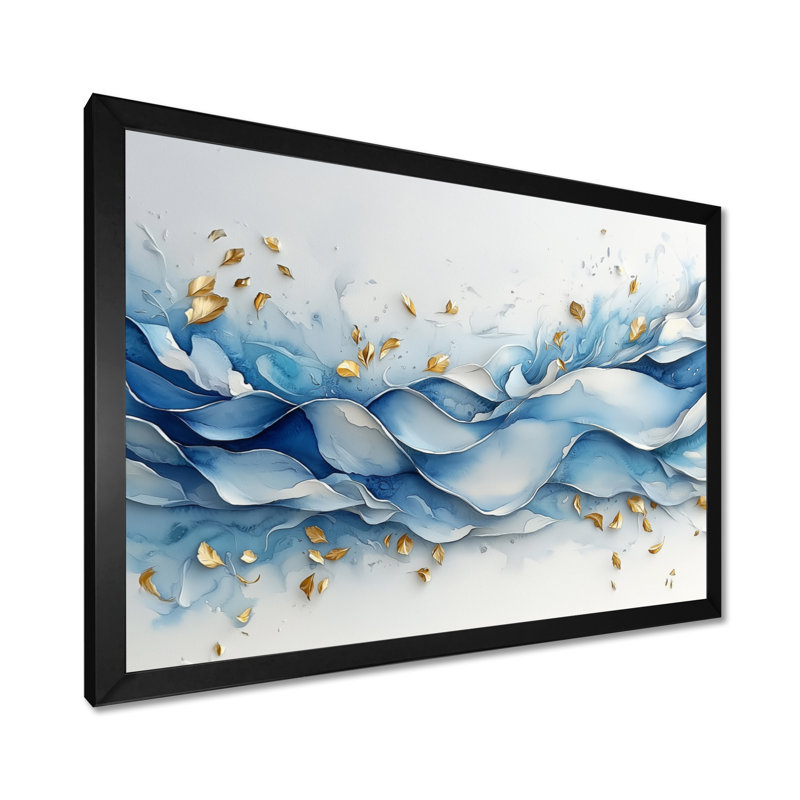 Art mural bleu fougères bleues et fougères, Reproduction encadrée d'une seule photo, H 30 po x l 40 po, Noir