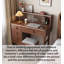 Ensemble de coiffeuse Mid-Century en bois avec miroir à DEL rabattable et plusieurs tiroirs
