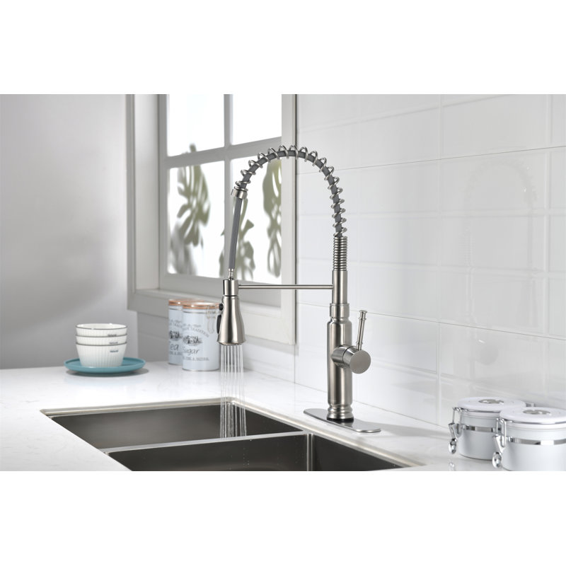 Robinet de cuisine tactile avec douchette extractible, Nickel brossé