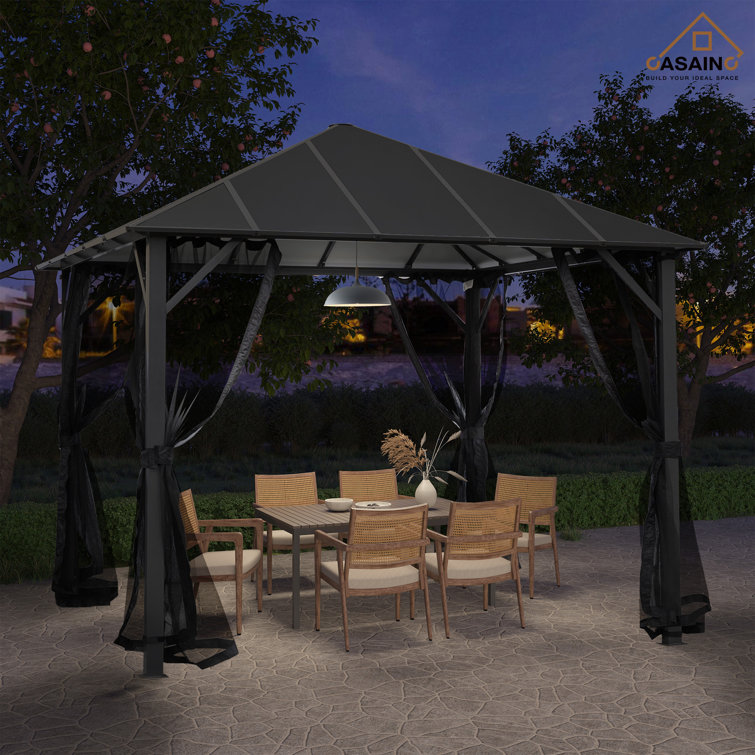 ToughRoof 10 Ft. W x 10 Ft. D Aluminum Patio Gazebo, ( incomplete only one box 1/3)