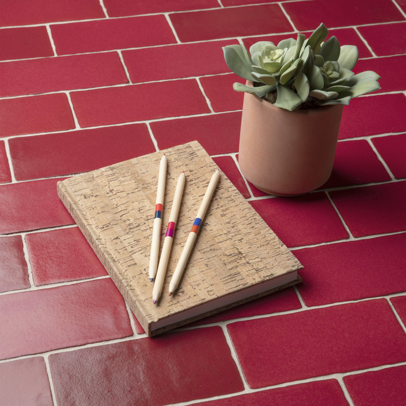 Antic Special 3" x 6" Ceramic Vintage Subway Tile, Special Red Moon