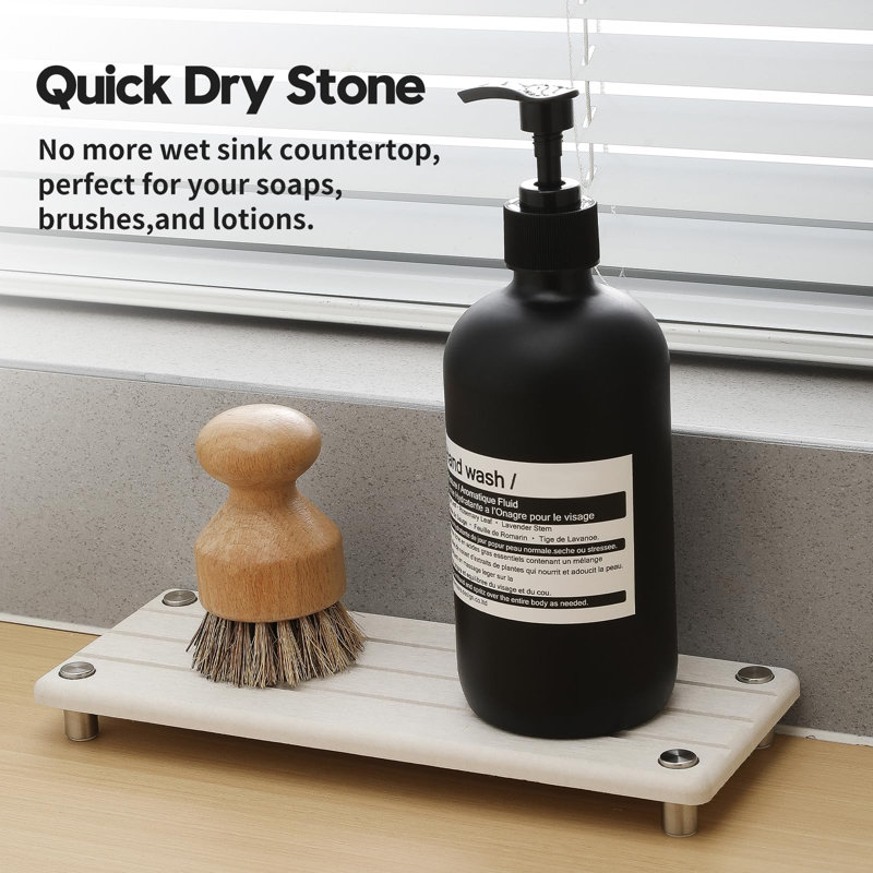Quick Dry Bathroom Tray And Kitchen Sink Storage Box, Absorbent Countertop Sponge Holder Soap Dish