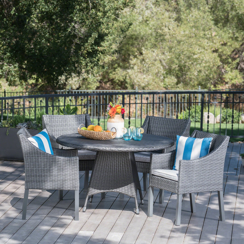 Ensemble repas avec coussins 5 pièces Arevalo, Gris