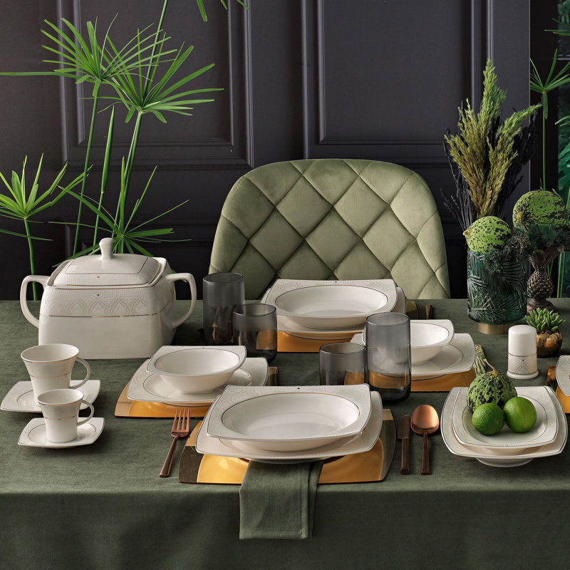 Coyne Piece Porcelain China Dinnerware Set - Service for 12