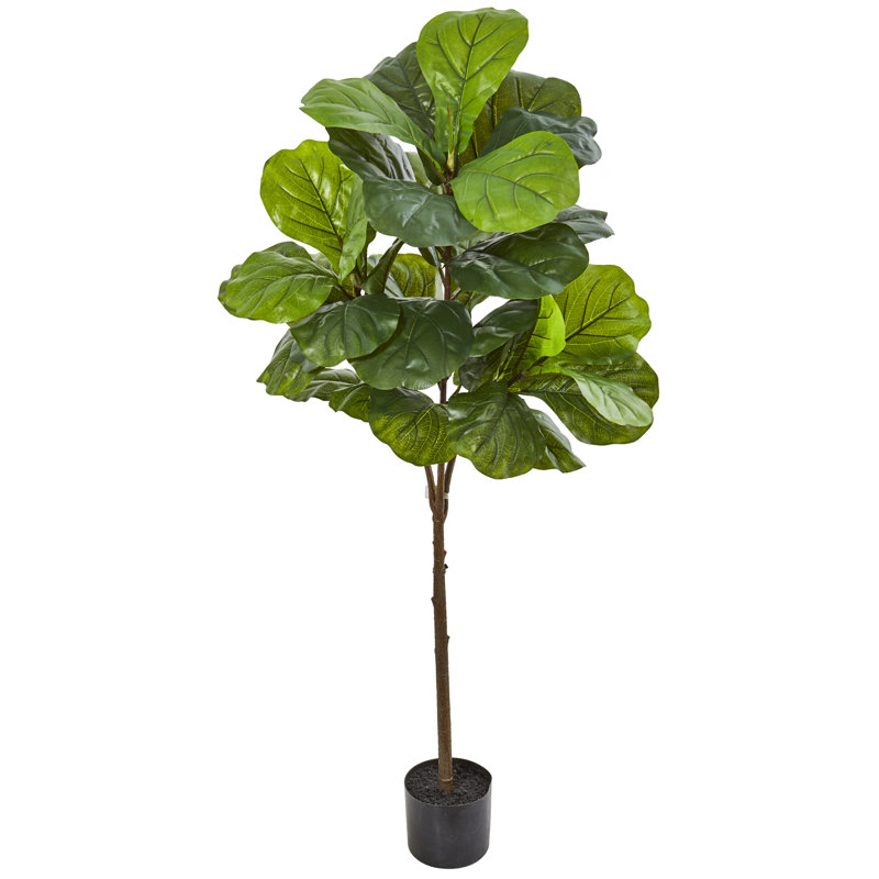 Fig 54'' Faux Fiddle Leaf Fig Tree in Stone Pot