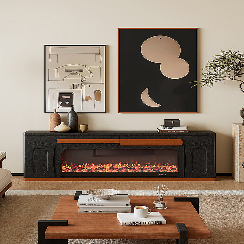 Meuble télé avec foyer moderne Modern Simulation, H 23,62 po x L 70,87 po x l 12,6 po