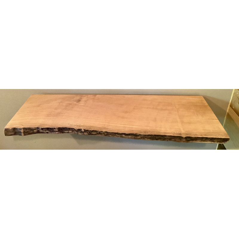 PAIR-Set of 2 Live Edge American Sycamore Wood Floating Wall Shelves