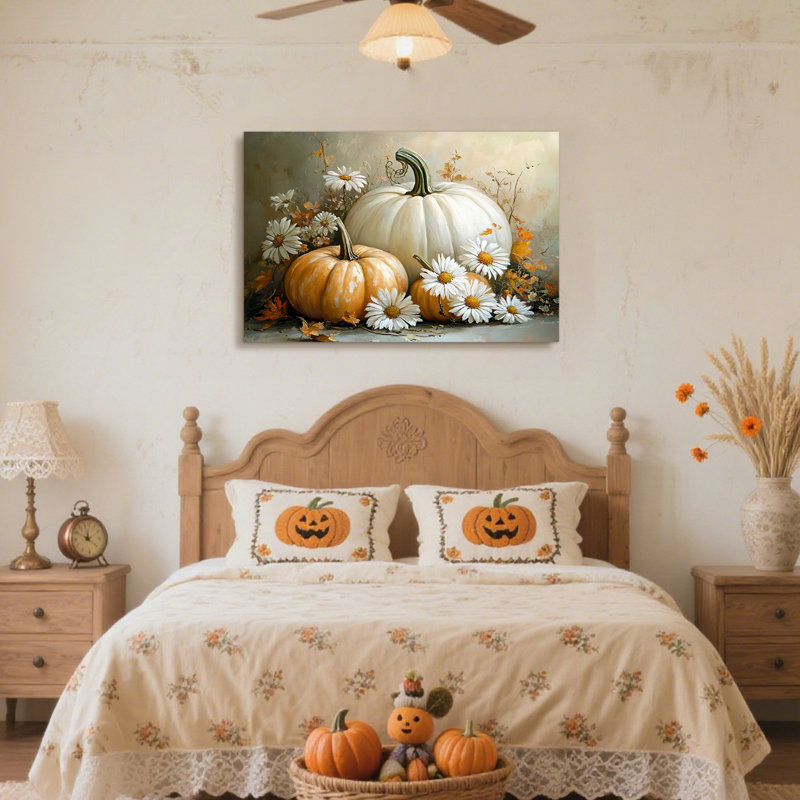 Art mural rétro de citrouille d'Halloween, H 12 po x l 16 po