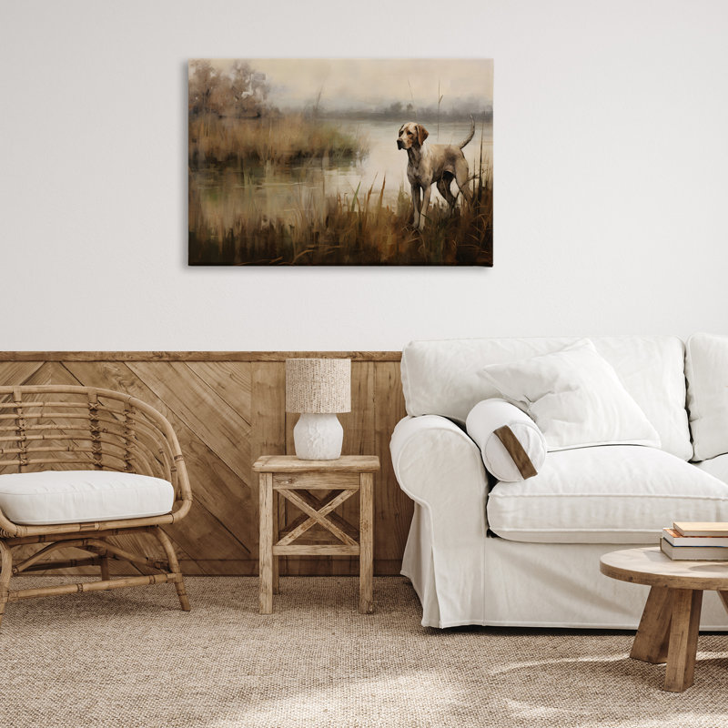 Hunting Dog in Nature Landscape Canvas Wall Art, 36 x 24