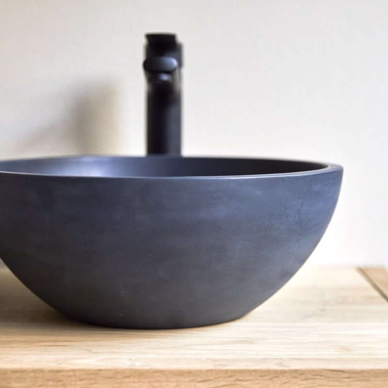 Micha Round Terrazzo Bathroom Sink, Black
