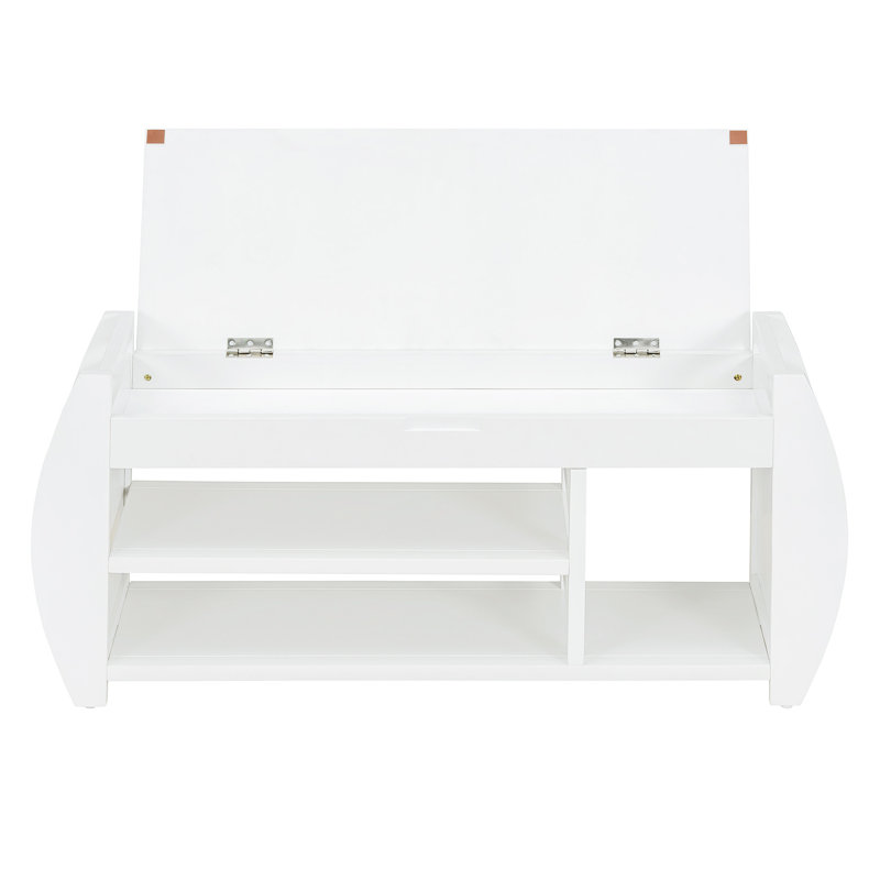 Upholstered Storage Bench, Antique White, 18.28" H x 42" W x 13" D