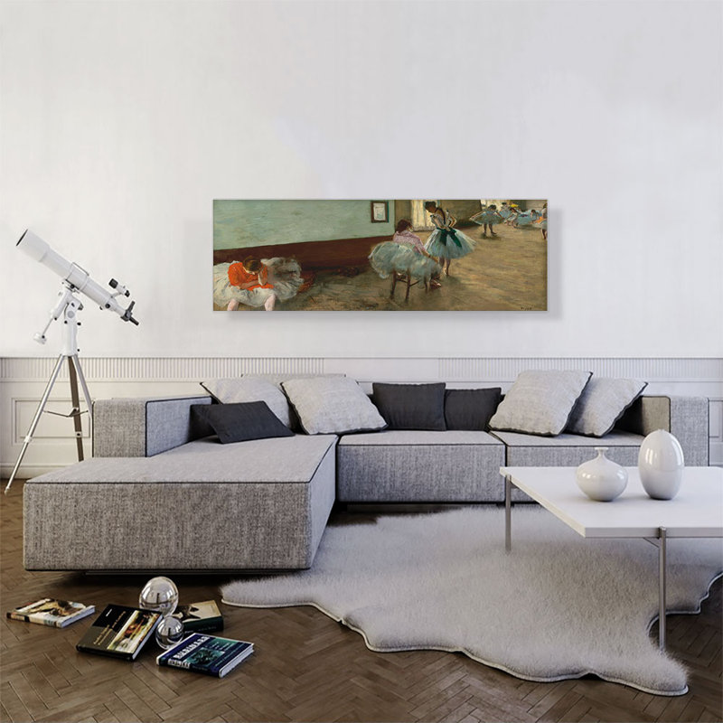 «The Dance Lesson 1879» par Edgar Degas - peinture panoramique sur toile tendue, H 16 po x l 48 po x P 1,5 po