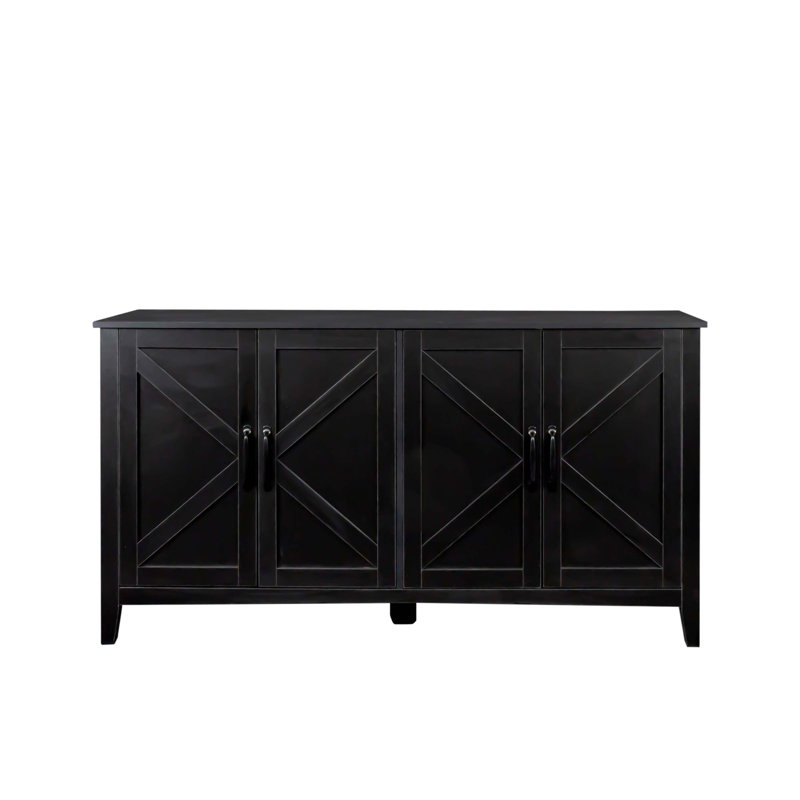 Armoire d'appoint en bois Felder avec portes et tablettes, Black