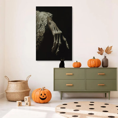 1pc, reproduction d'art sur toile encadrée, rétro, victorien, squelette, main, Spooky, Moody, foncé, art, affiche, impression sur toile, peinture pour salon, chambre, bureau, salle de bain, dortoir, prêt à accrocher