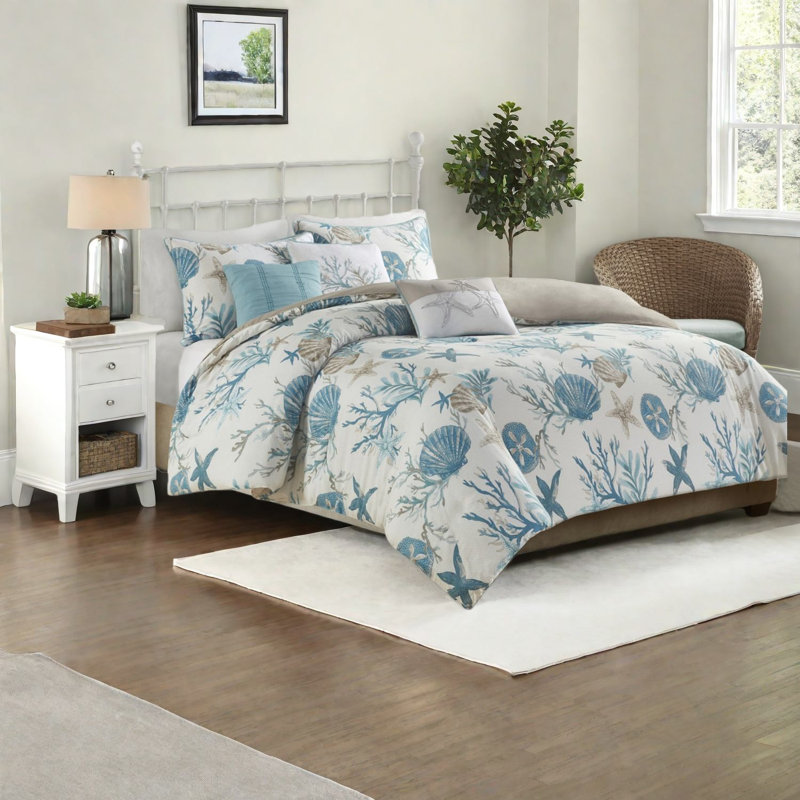 Ensembles de literie pour grand lit en satin de coton de qualité supérieure, style bord de mer pour la maison