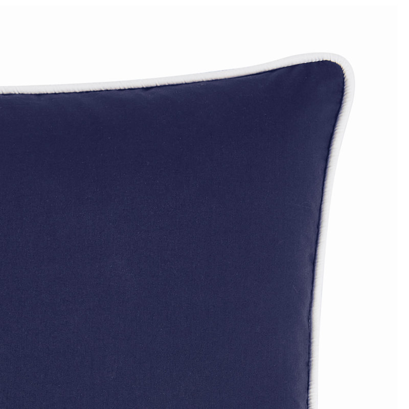 Brooklyn Loom Solid Contrast Piped Decorative Pillow, Navy, Square 20"