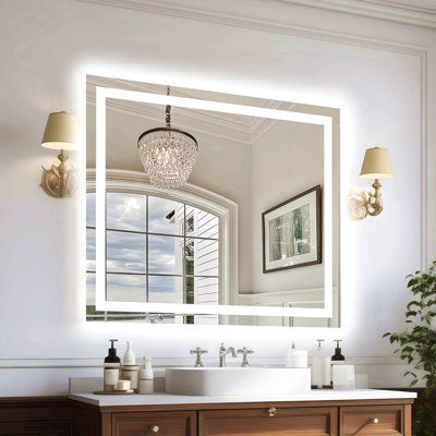 48X40 Inch Frameless LED Bathroom Mirror,Smart Mirror