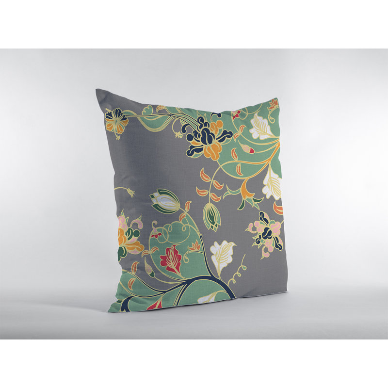 Derlyum Nature Broadcloth Reversible Throw Pillow, 26" x 26", Orange/Green/Gray