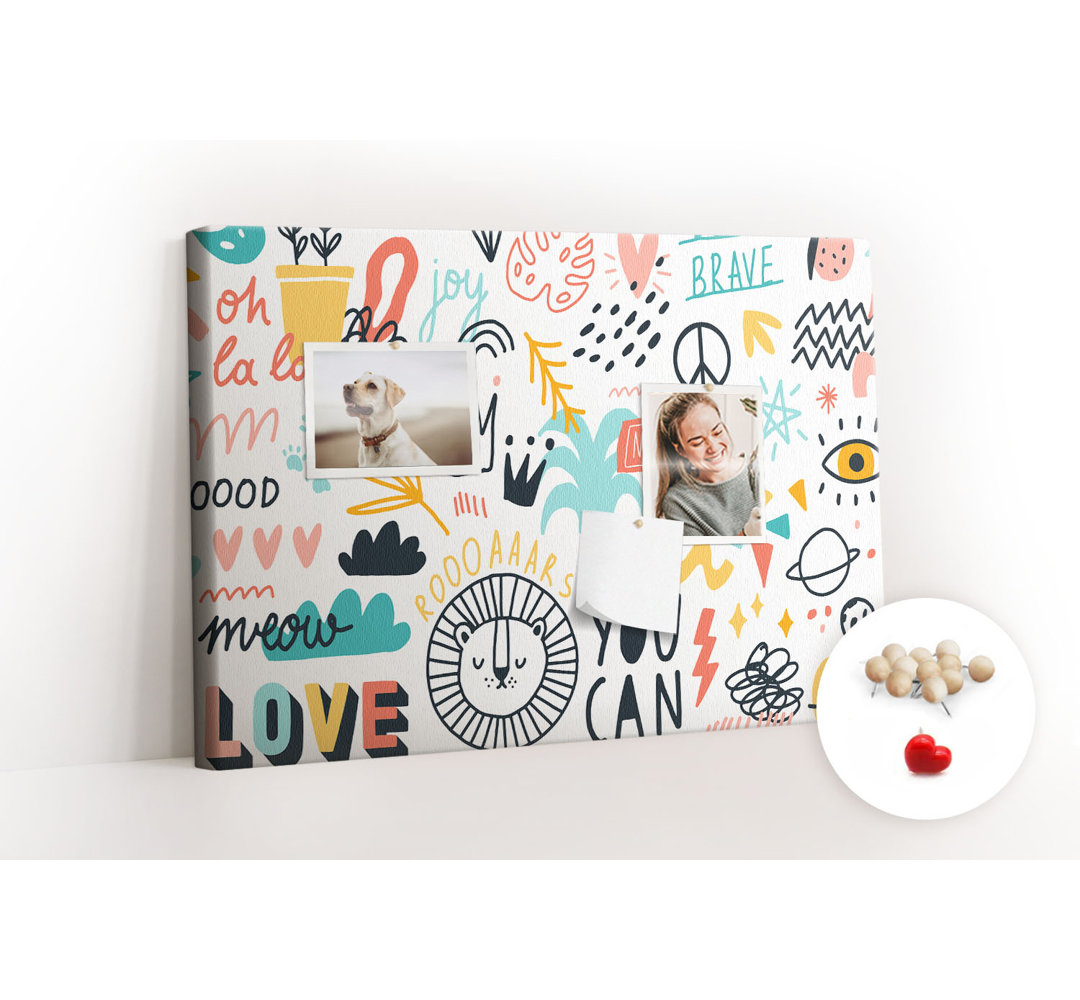 Wall Mounted bulletin board print home decor message pin boards decorative corkboard Hand drowings