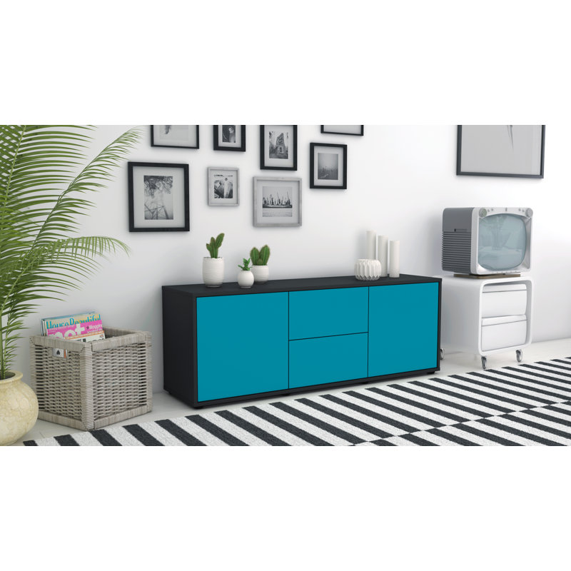 Wroten TV Stand for TVs up to 60", Turquoise / Matte Anthracite