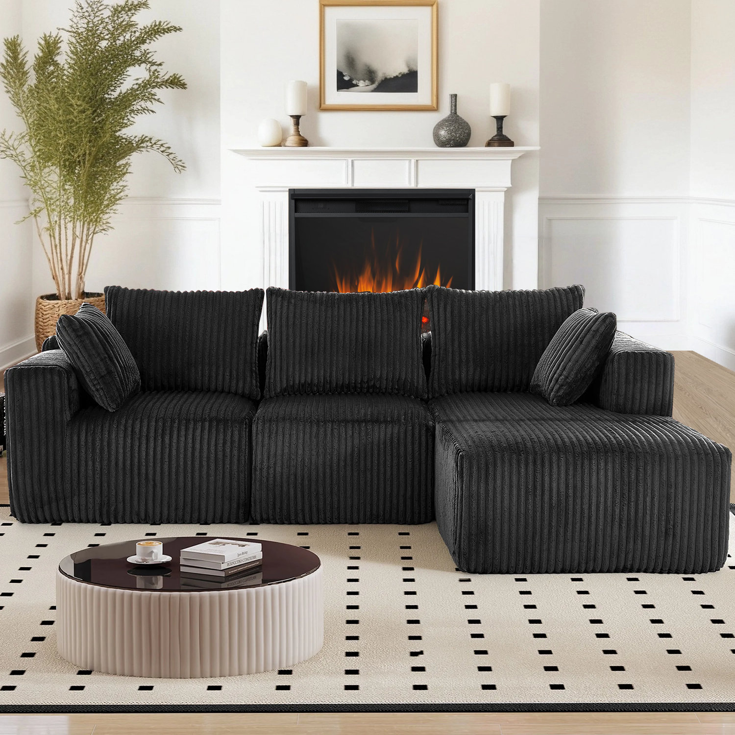 Ebern Designs Modular Sectional Sofa With Chaise,3 Seater Convertible L ...
