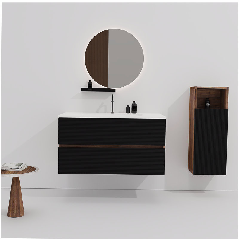 Meuble-lavabo mural 36 po Gloria, 36", Noir / brun