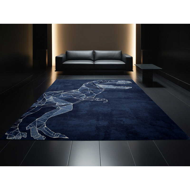 Tapis bleu doux et moelleux Castillo Trex, 7 x 9