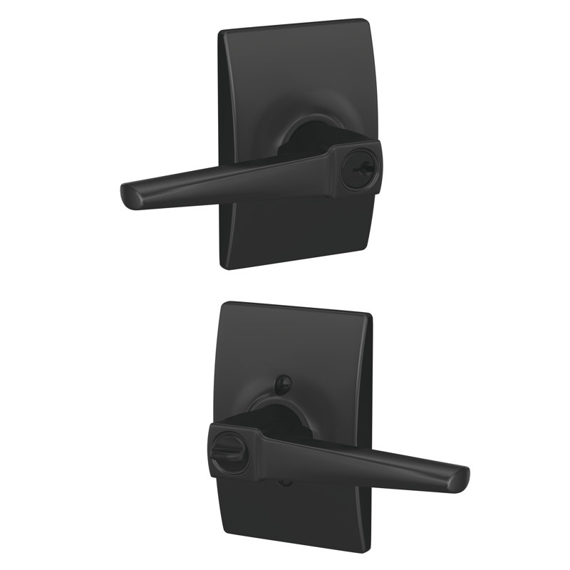 Eller Keyed Entry Lever with Century Trim, Matte Black, Keyed Alike, Yes