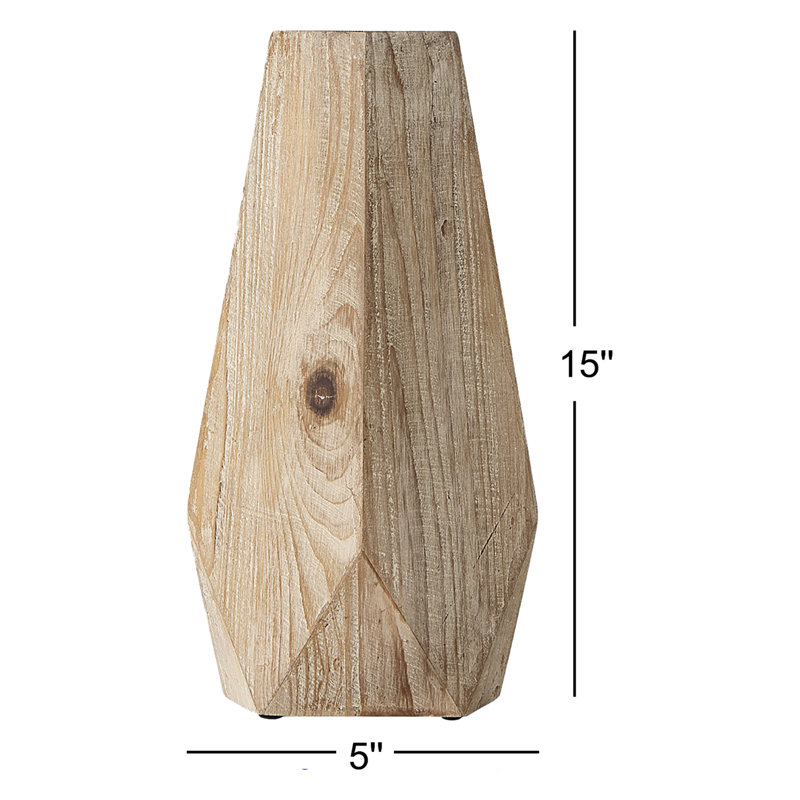Huberdina Solid Wood Table Vase, 15" H x 5" W x 5" D