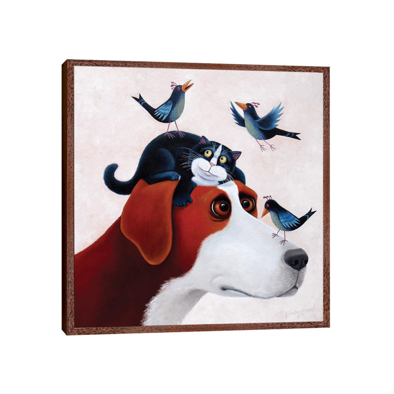 Don't Worry About A Thing by Vicky Mount - Painting on Canvas, Classic Brown Wood Framed, 66.04 cm H x 66.04 cm W