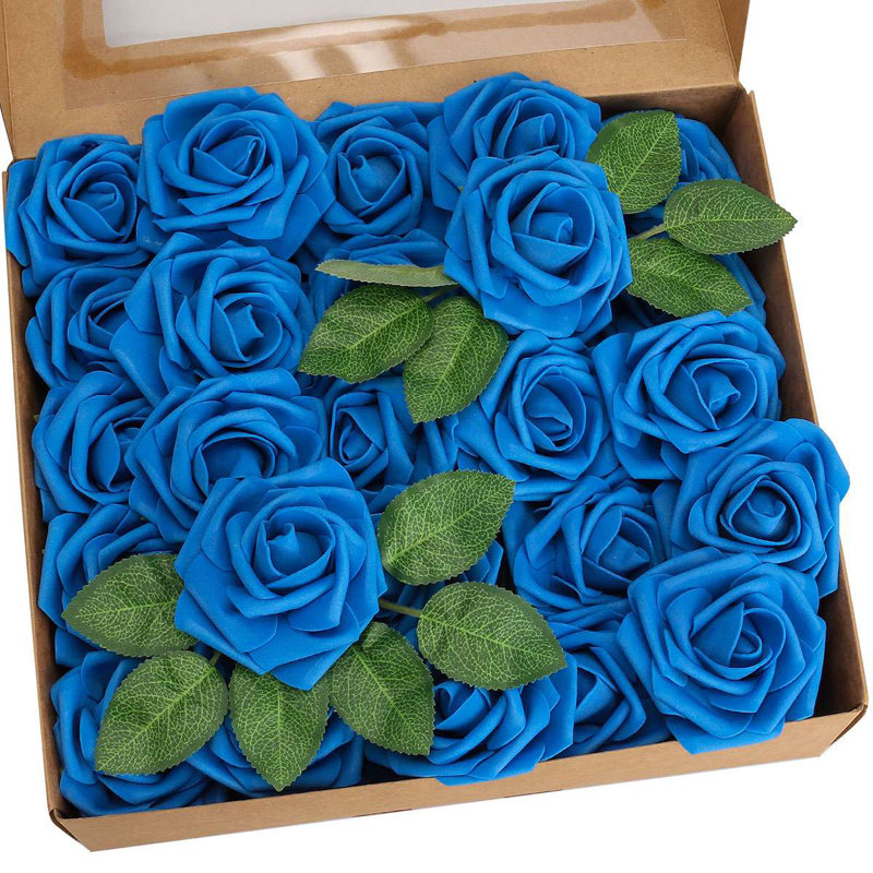 Macias Foam Rose Arrangement, Blue