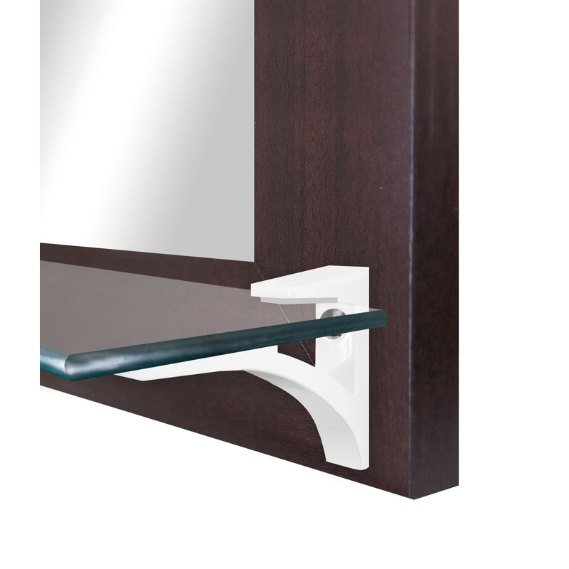Kridia Flat Wall Mirror, Vertical, Dark Mahogany/White, 25.5" H x 21.5" W