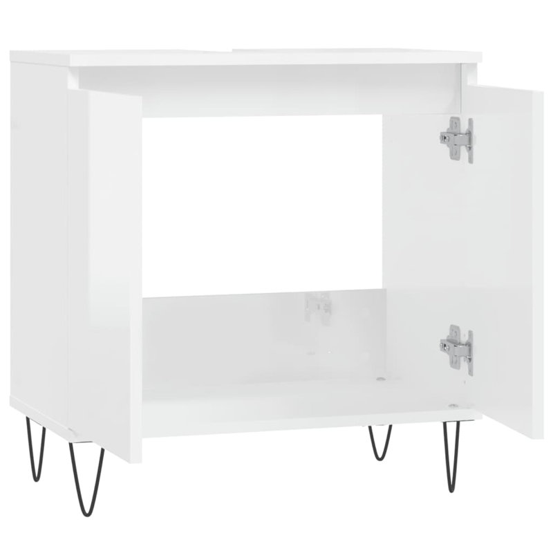 Obadiah Floor Mounted Bathroom Cabinet, High Gloss White