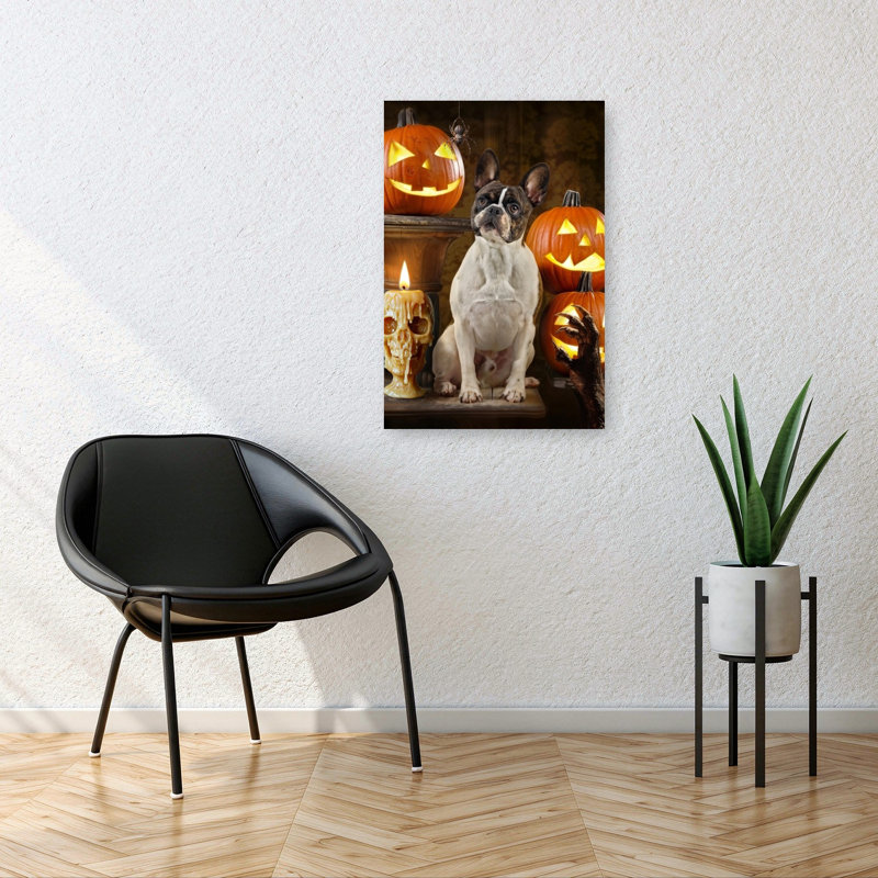 Halloween, art bouledogue français, H 36 po x l 24 po