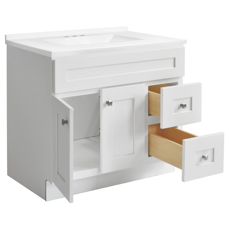 Ensemble de meuble-lavabo en bois massif de 37 pouces avec dessus de lavabo moderne Brookings, assemblé, Sherwin Williams - Design House, 216218