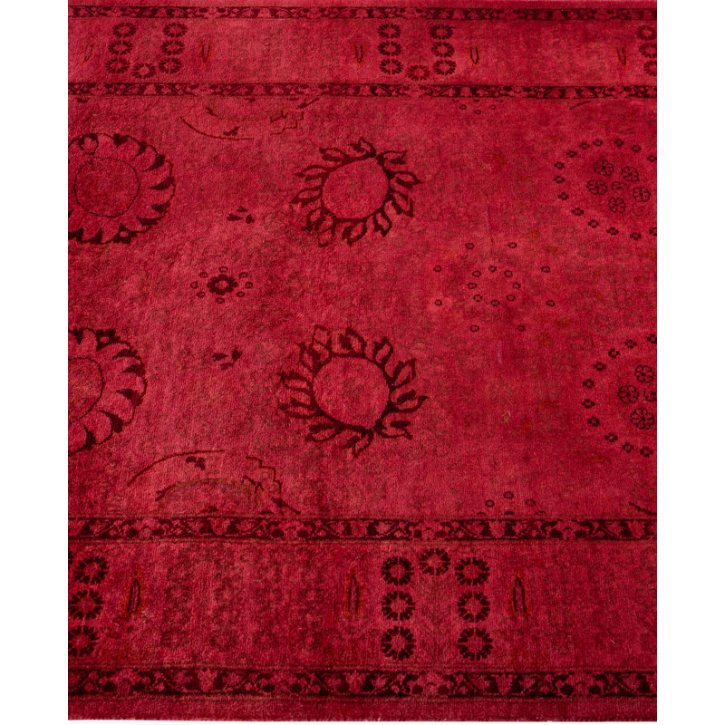 Overdyed Hand-Knotted Wool Modern-Contemporary Pink Runner 3' 0" x 9' 4"