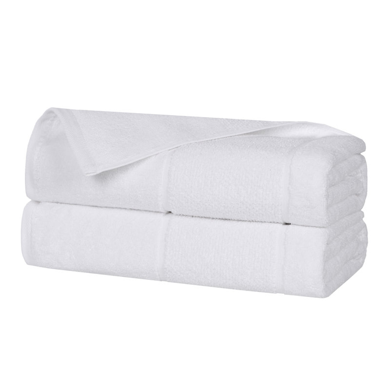 Milo Smart Twist Viscose Cotton Blend Medium Weight Quick Dry Solid Ribbed Bath Sheet Set, White, Bath Sheets - 2 Pack