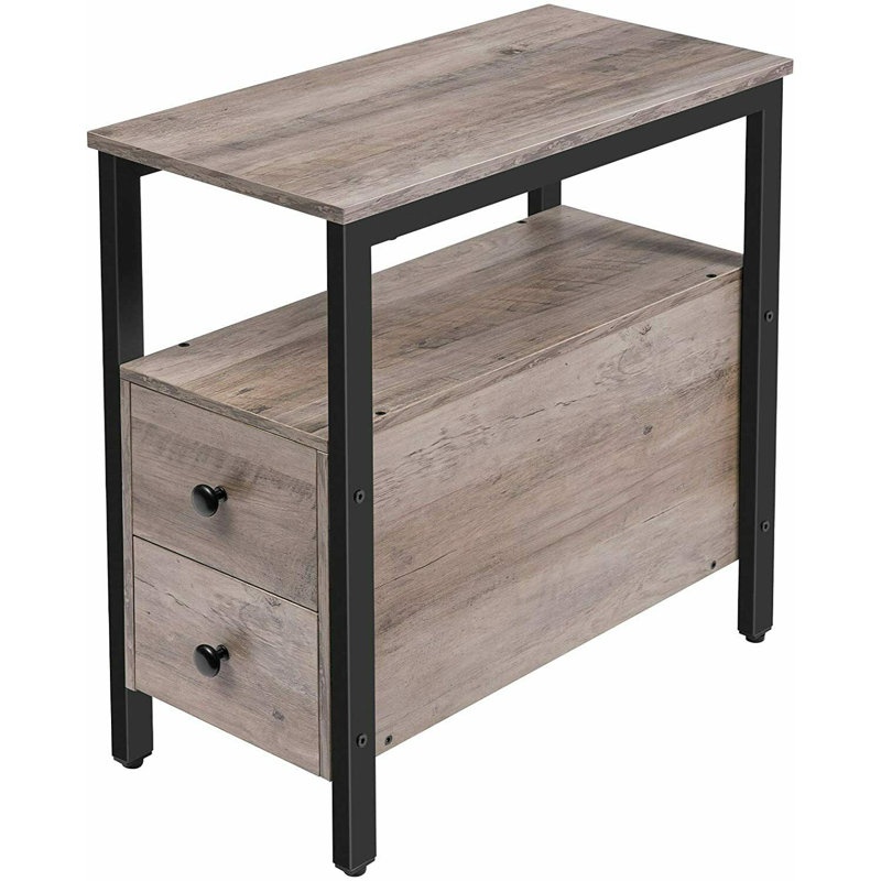 Ashippun 24'' Tall 2 - Drawer Side Table with Storage, Grey