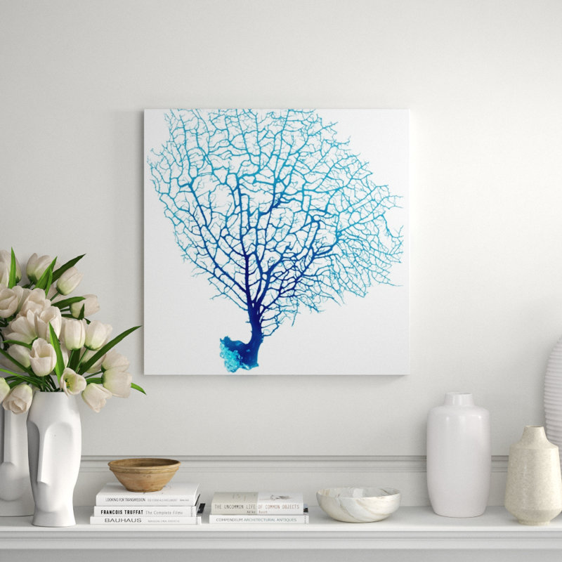Blue Seafan Coral III Print by Sofia Fox, 30" H x 30" W, Plexi