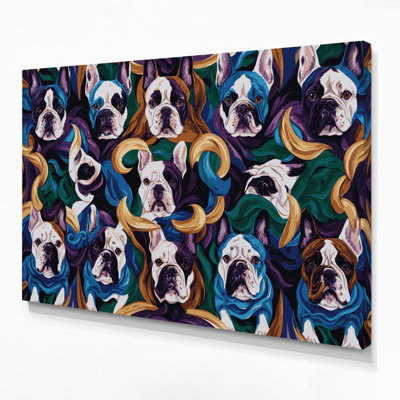 Chiens, bouledogue français, toile mauve