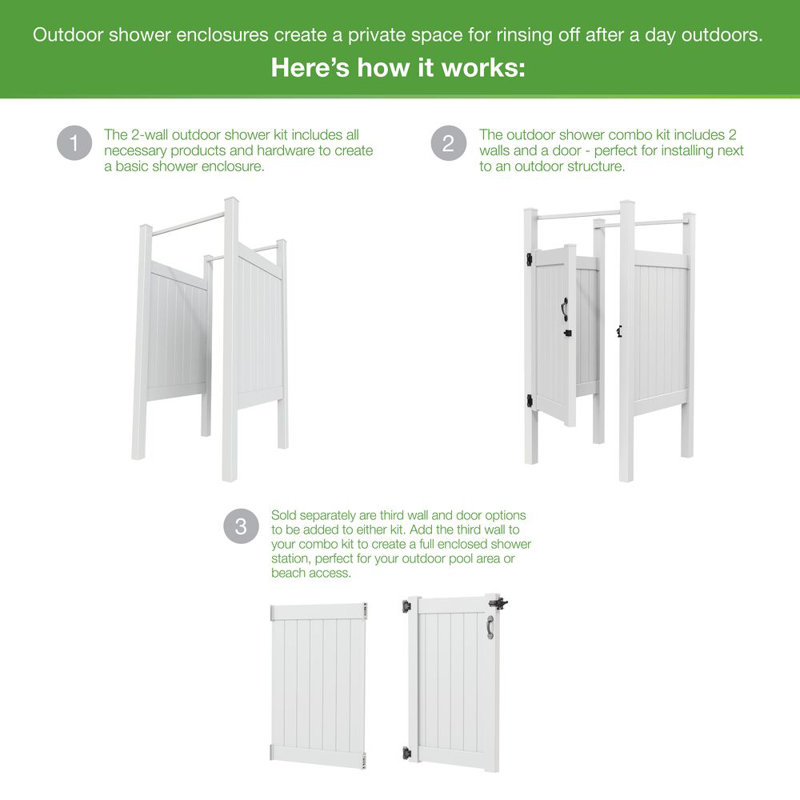 Barrette Outdoor Living Vinyl Outdoor Shower Third Wall Kit, Easy-To-Assemble