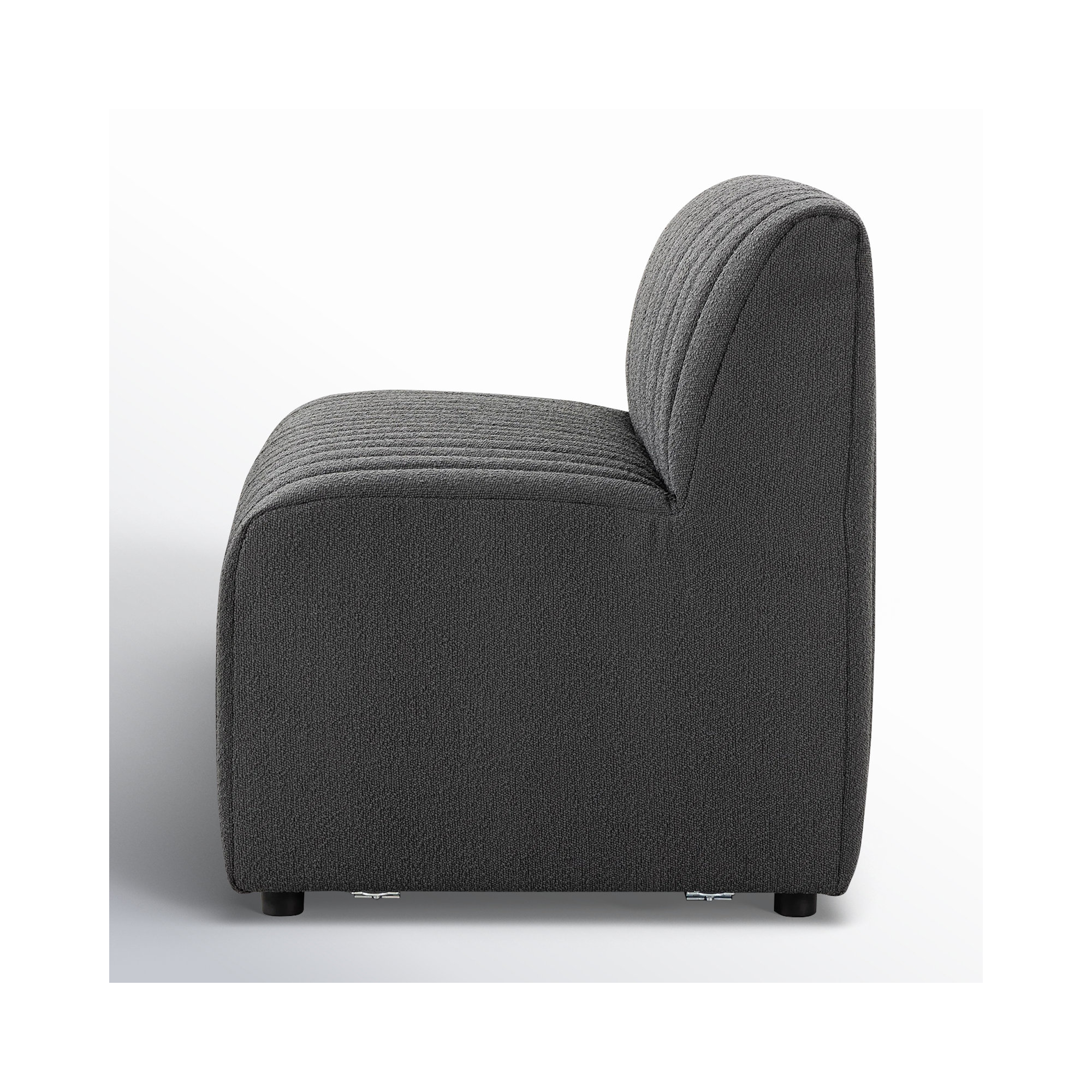 Brandt Bench, Fiqa Charcoal Boucle, 31.5" H x 49" W x 28" D