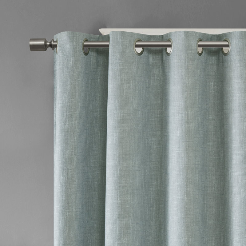 Aqua Polyester Blackout Grommet Top Window Panel, 54" Length