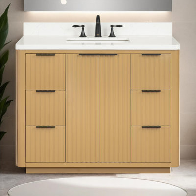 Meuble-lavabo 42 po avec lavabo en bois massif de première qualité Lavanti Wooderna