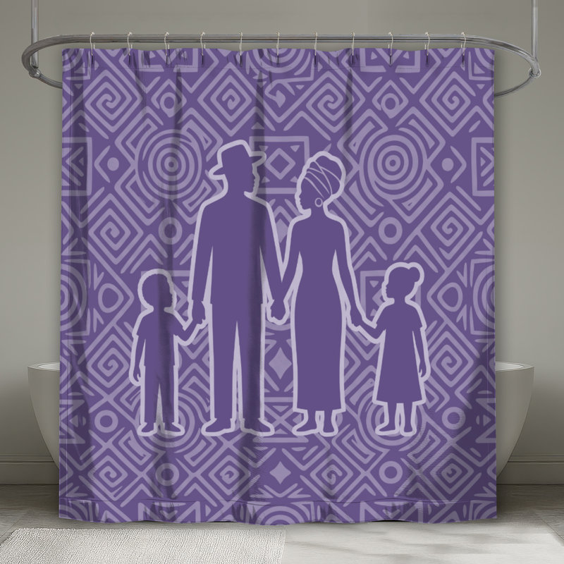 Rideaux de douche silhouette africaine, L 70 po x H 84 po, Mauve moyen / mauve clair