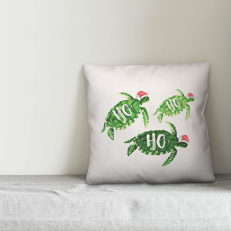  Ho Ho Ho Sea Turtles Throw Pillow, 18" x 18"