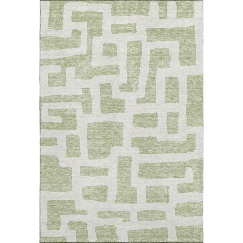 Premium Machine Washable Prisco Aloe Rug, Rectangle 5' x 7'6"