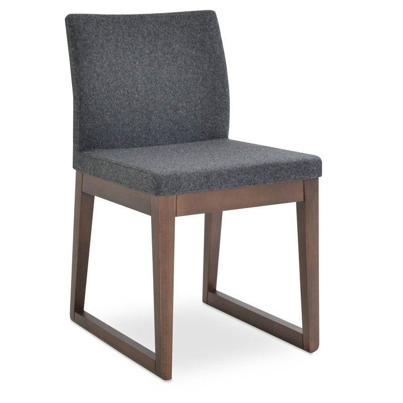 Aria Sled Wood Dining Chair, Dark Gray